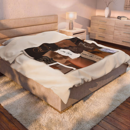Inspirational Collage Velveteen Plush Blanket — "I Am Her" Self-Love Throw