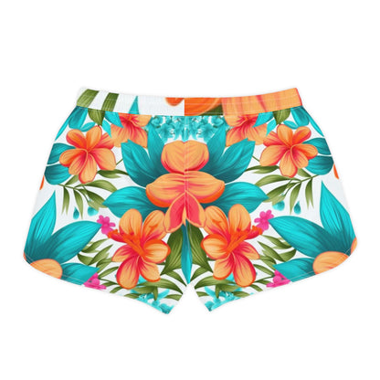 Tropical Floral Women's Casual Shorts - Vibrant Summer Vibe for Beach Days & Vacations