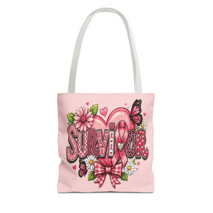 Survivor Pink Ribbon Tote Bag – Breast Cancer Awareness Floral Tote