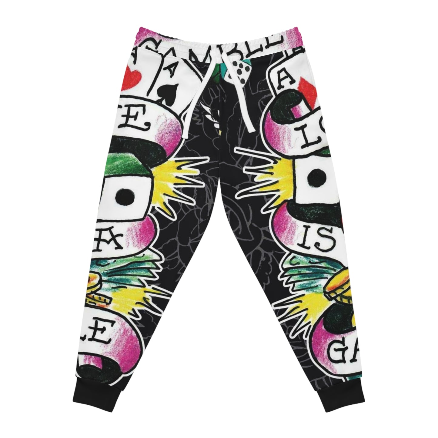 Colorful Tattoo-Style Joggers — Love Is A Gamble Athletic Pants