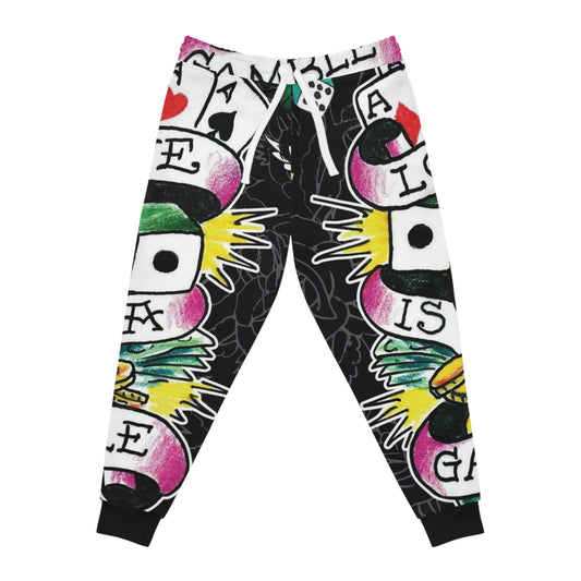 Colorful Tattoo-Style Joggers — Love Is A Gamble Athletic Pants