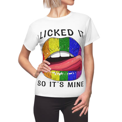 Rainbow Lips Tee - "I Licked It, So It's Mine" - Playful Pride T-Shirt for Women