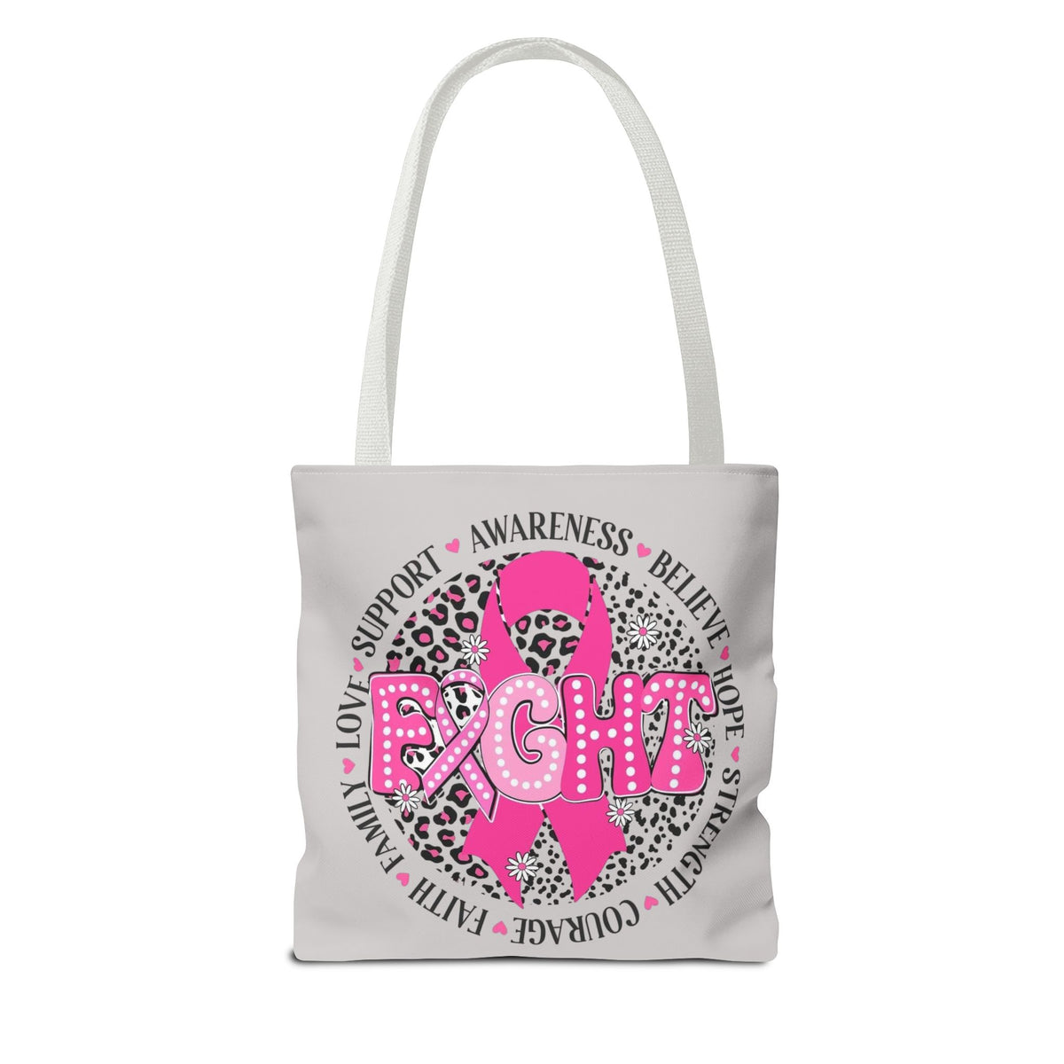 Breast Cancer Awareness "Fight" Pink Ribbon Tote Bag
