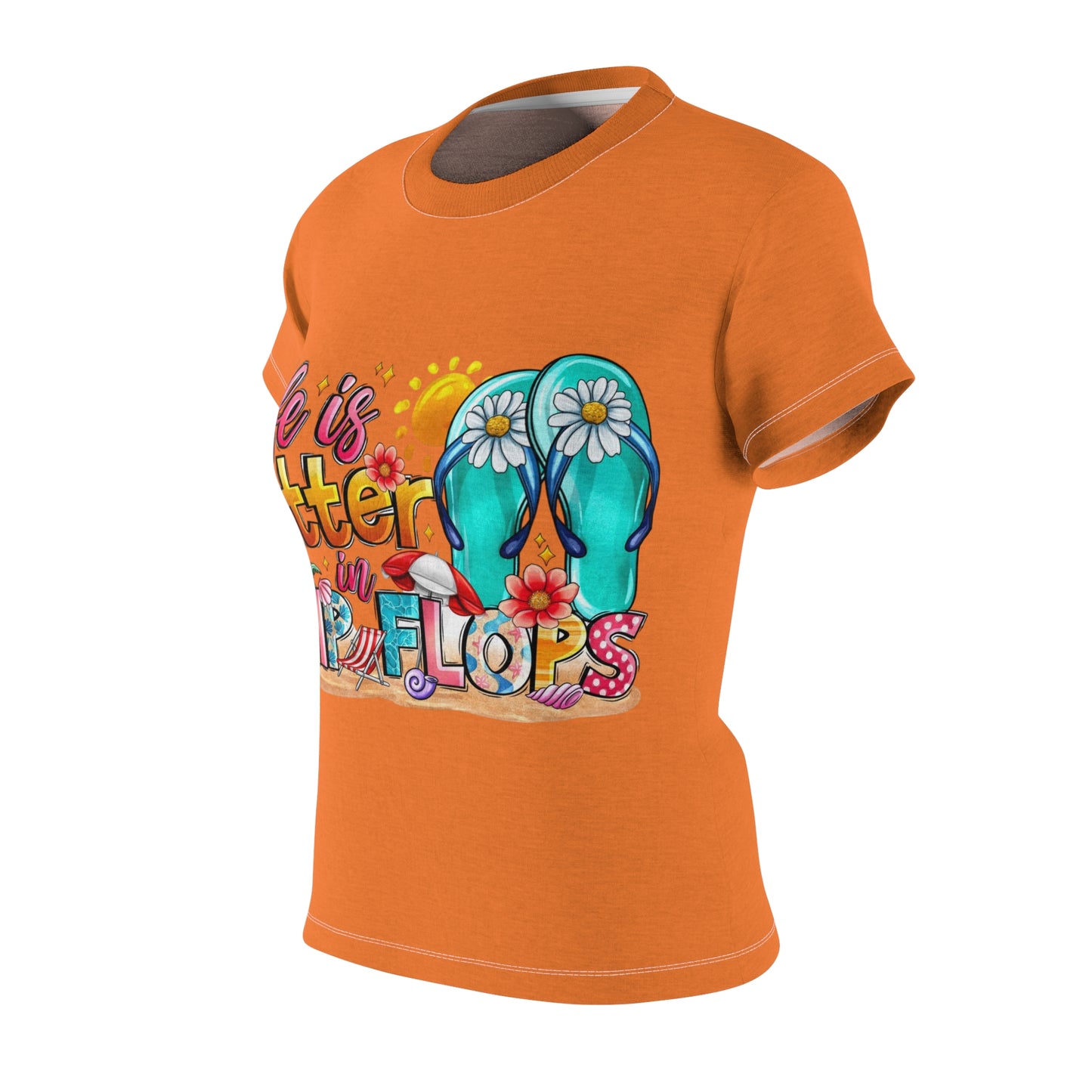 Damen Sommer Cut &amp; Sew T-Shirt - "Life is Better in Flip Flops" Strand Grafik T-Shirt