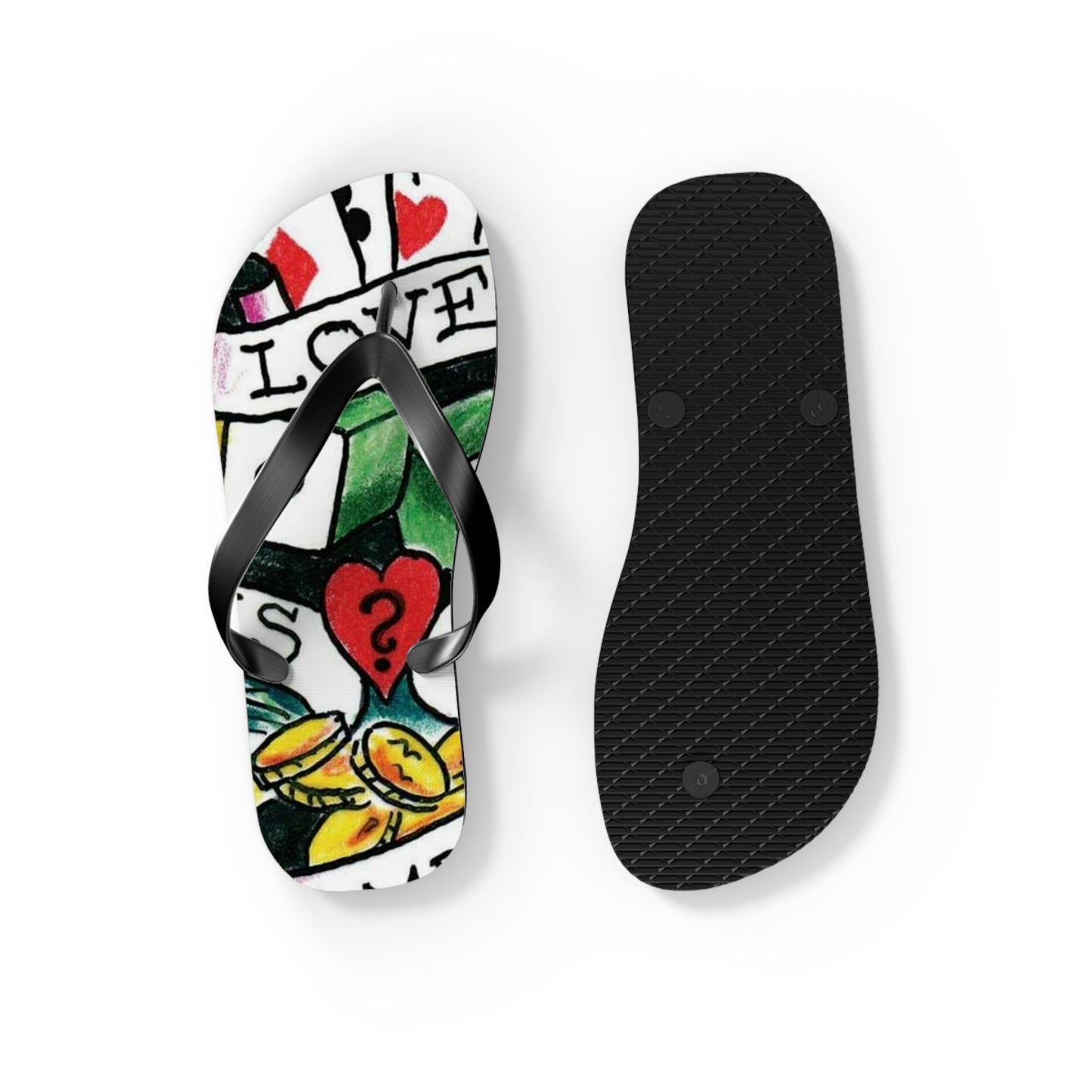 Love is a Gamble Flip Flops – Fun Summer Footwear with Playing Card Design