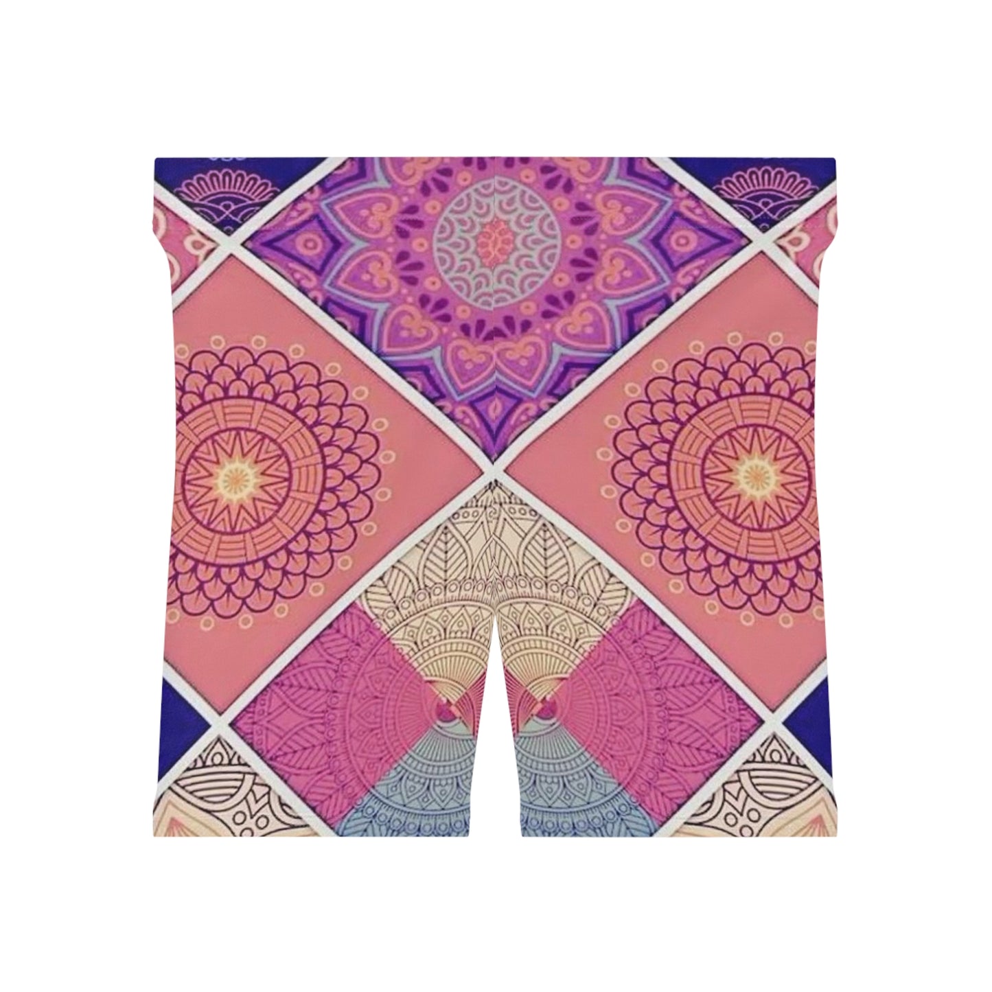 Boho Chic Women's Biker Shorts - Vibrant Mandala Design for Active Lifestyle