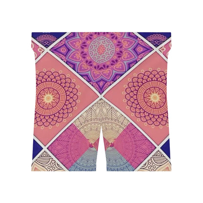 Boho Chic Women's Biker Shorts - Vibrant Mandala Design for Active Lifestyle