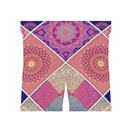 Boho Chic Women's Biker Shorts - Vibrant Mandala Design for Active Lifestyle