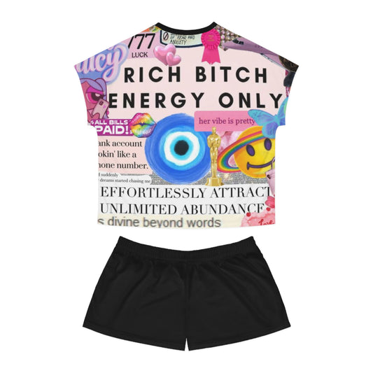 'Rich Bitch Energy Only' Women’s Sleepwear Set-Motivational Affirmation Loungewear