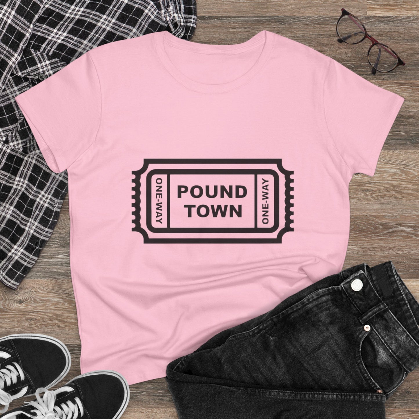Pound Town Ticket Graphic Tee — Women's Novelty Concert/Streetwear Shirt