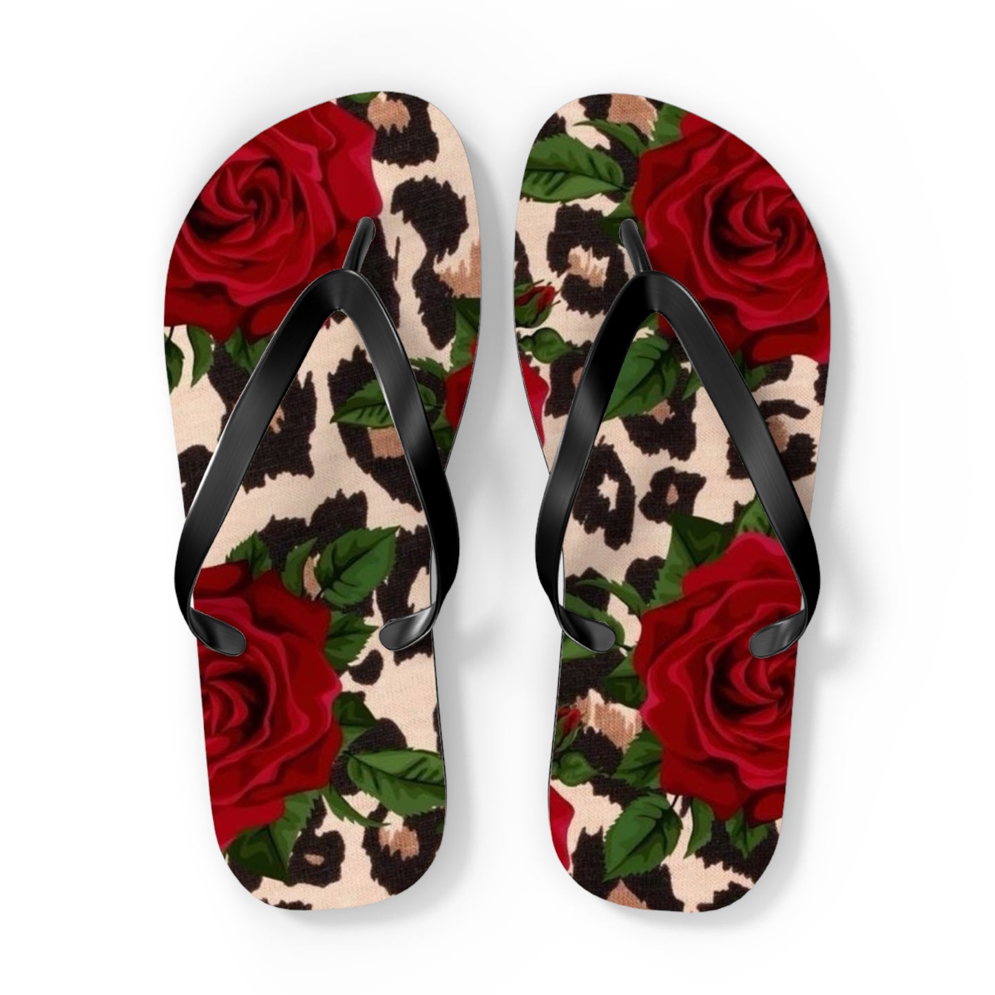 Rose Print Flip Flops - Stylish Summer Sandals for Beach & Casual Wear