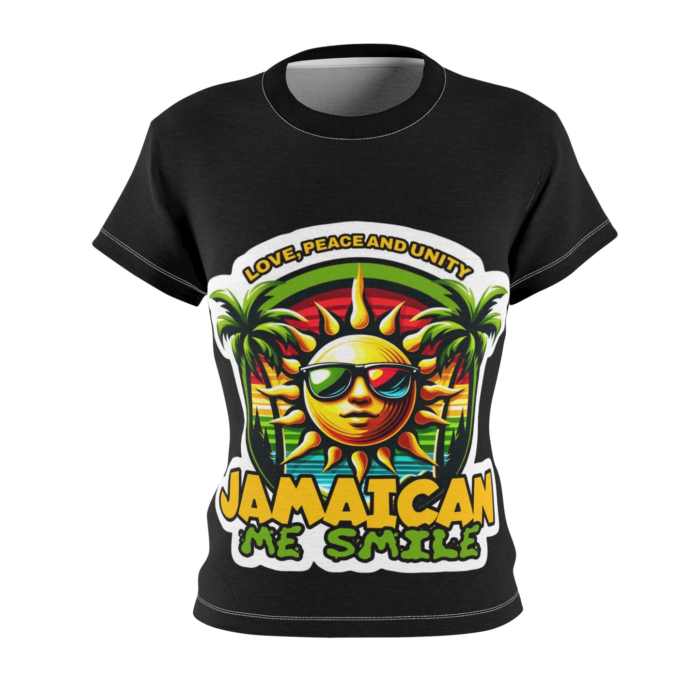 Jamaican Vibes Tee - Love, Peace, and Unity Graphic T-Shirt for Women