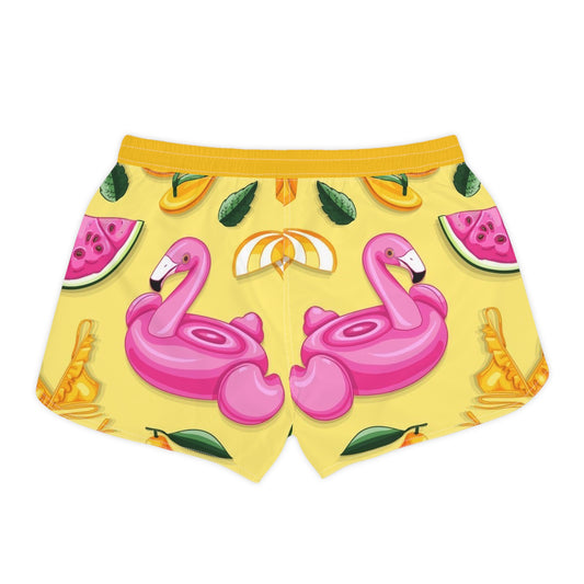 Summer Vibes Damen Casual Shorts mit Flamingo- und Früchte-Print