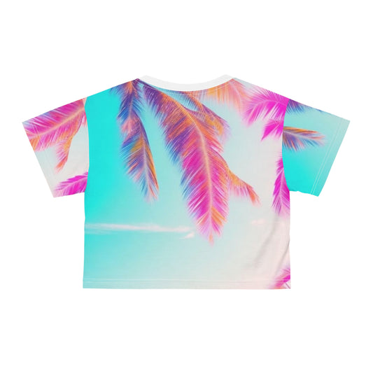 Tropical Vibes Crop Tee – Sommerlicher Strandstil mit Palmblättern