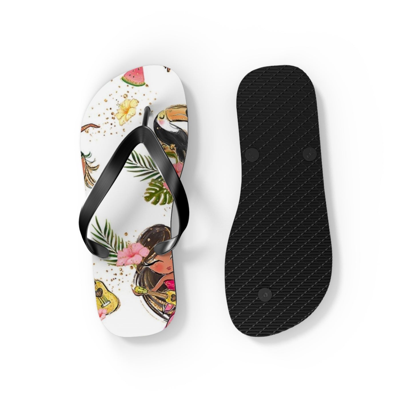 Tropical Vibe Flip-Flops mit Gitarre und tropischem Print