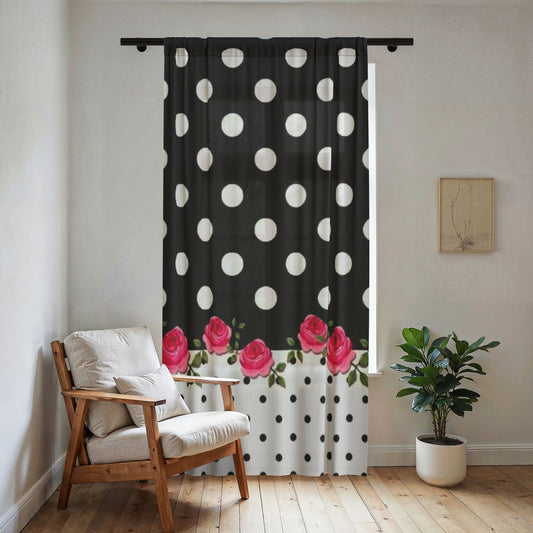 Polka Dot Rose Sheer Window Curtain