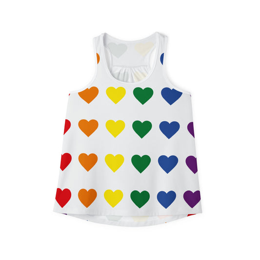 Colorful Heart Pattern Women's Tank Top - Perfect for Pride and Summer Celebrations