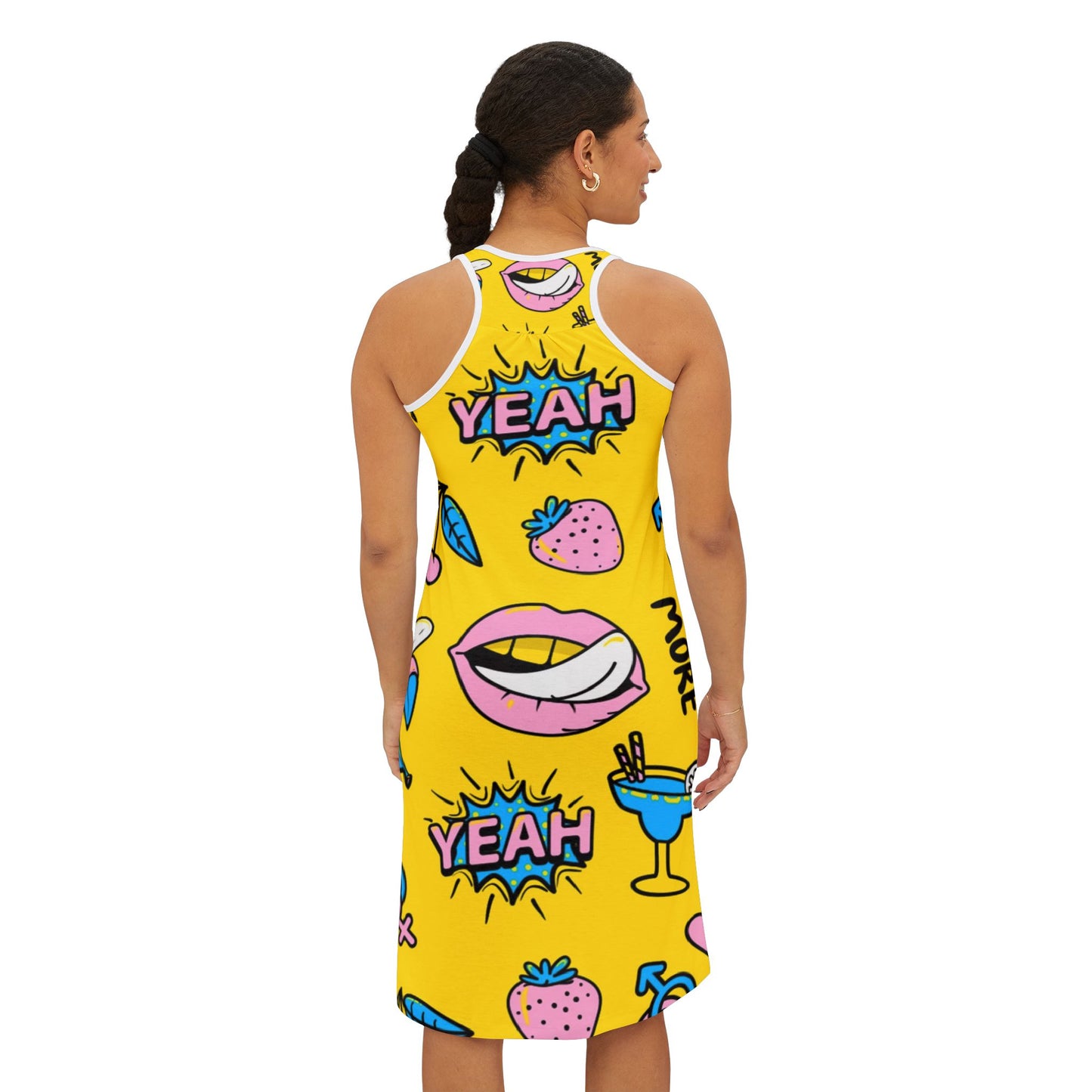 Fun and Flirty Women's Racerback SunDress with Bold Prints for Summer Vibes