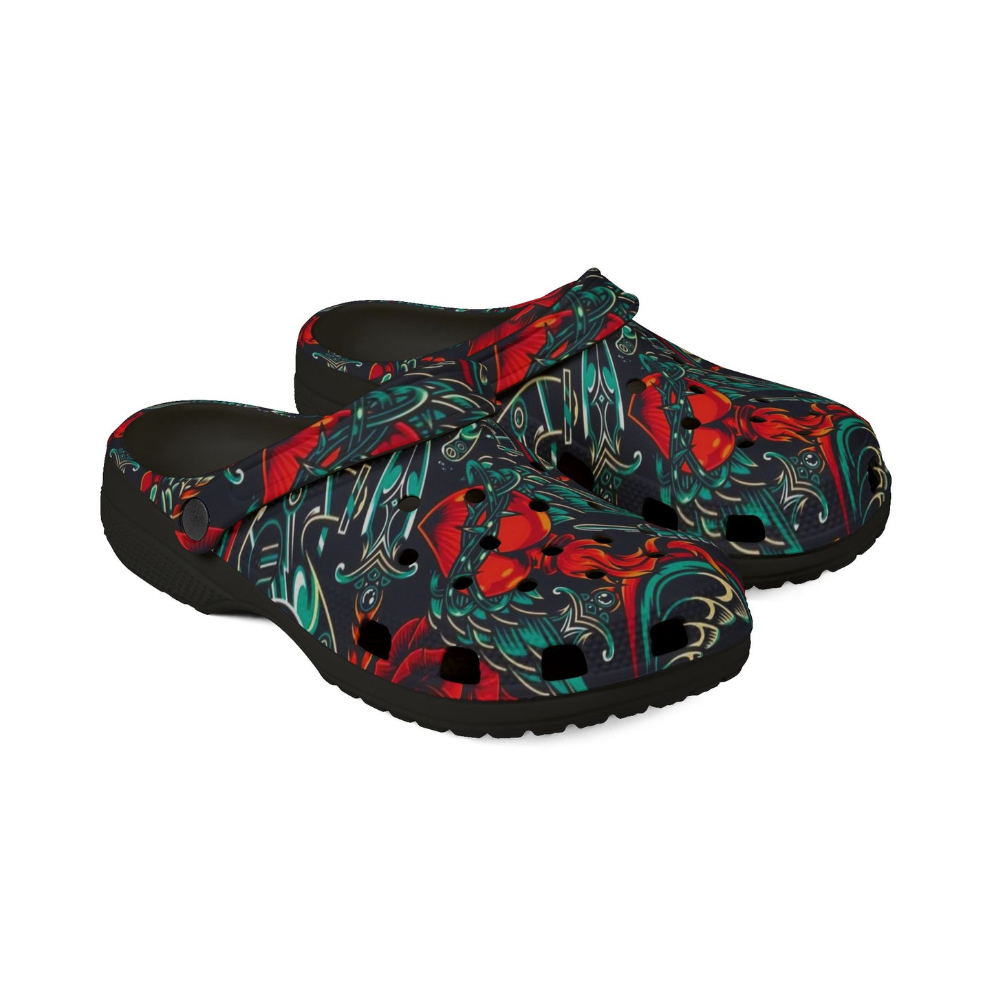 Colorful Floral Tattoo Print EVA Foam Clogs - Comfortable & Stylish Casual Footwear
