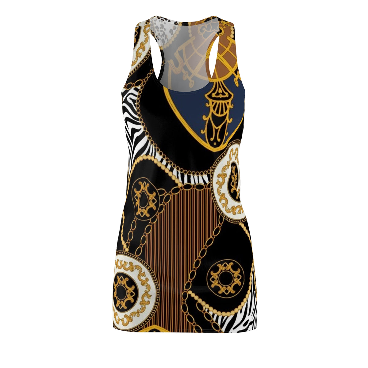 Gold Chain Baroque Racerback Dress