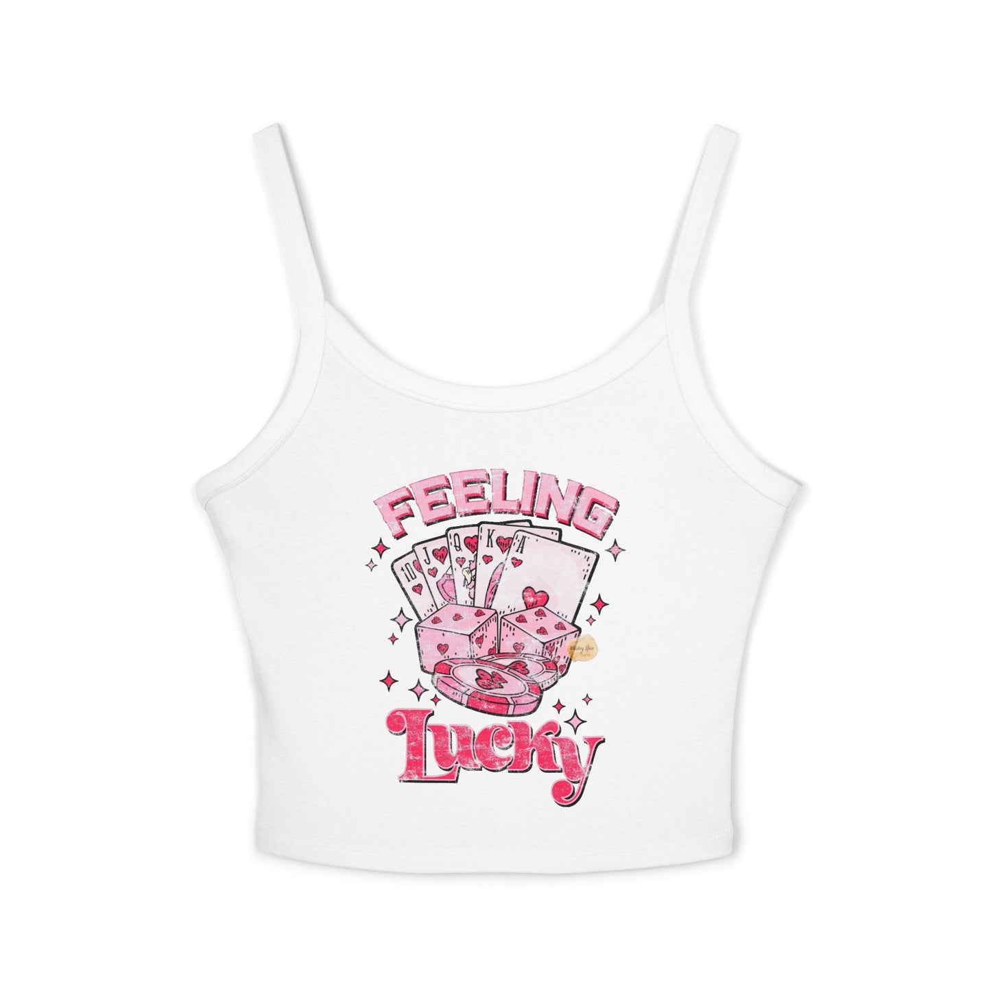 Feeling Lucky Women's Spaghetti Strap Tank Top - Playful Casino Vibes
