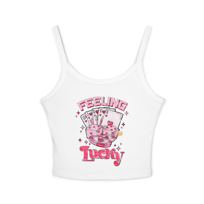 Feeling Lucky Women's Spaghetti Strap Tank Top - Playful Casino Vibes