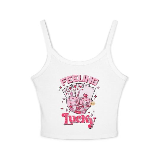 Feeling Lucky Women's Spaghetti Strap Tank Top - Playful Casino Vibes