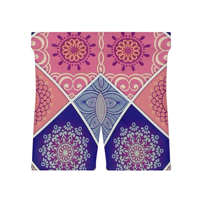 Boho Chic Women's Biker Shorts - Vibrant Mandala Design for Active Lifestyle