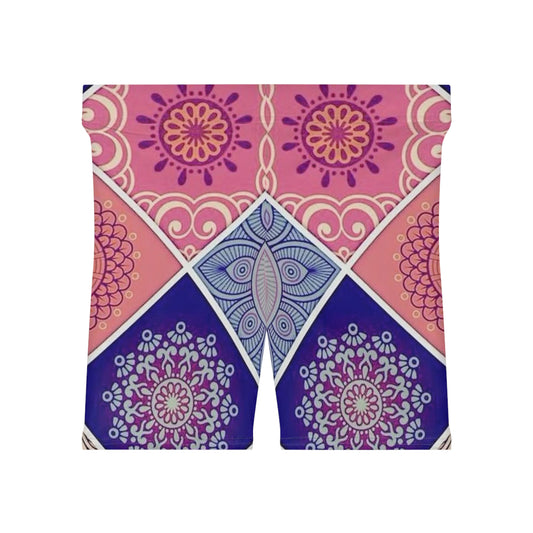 Boho Chic Women's Biker Shorts - Vibrant Mandala Design for Active Lifestyle
