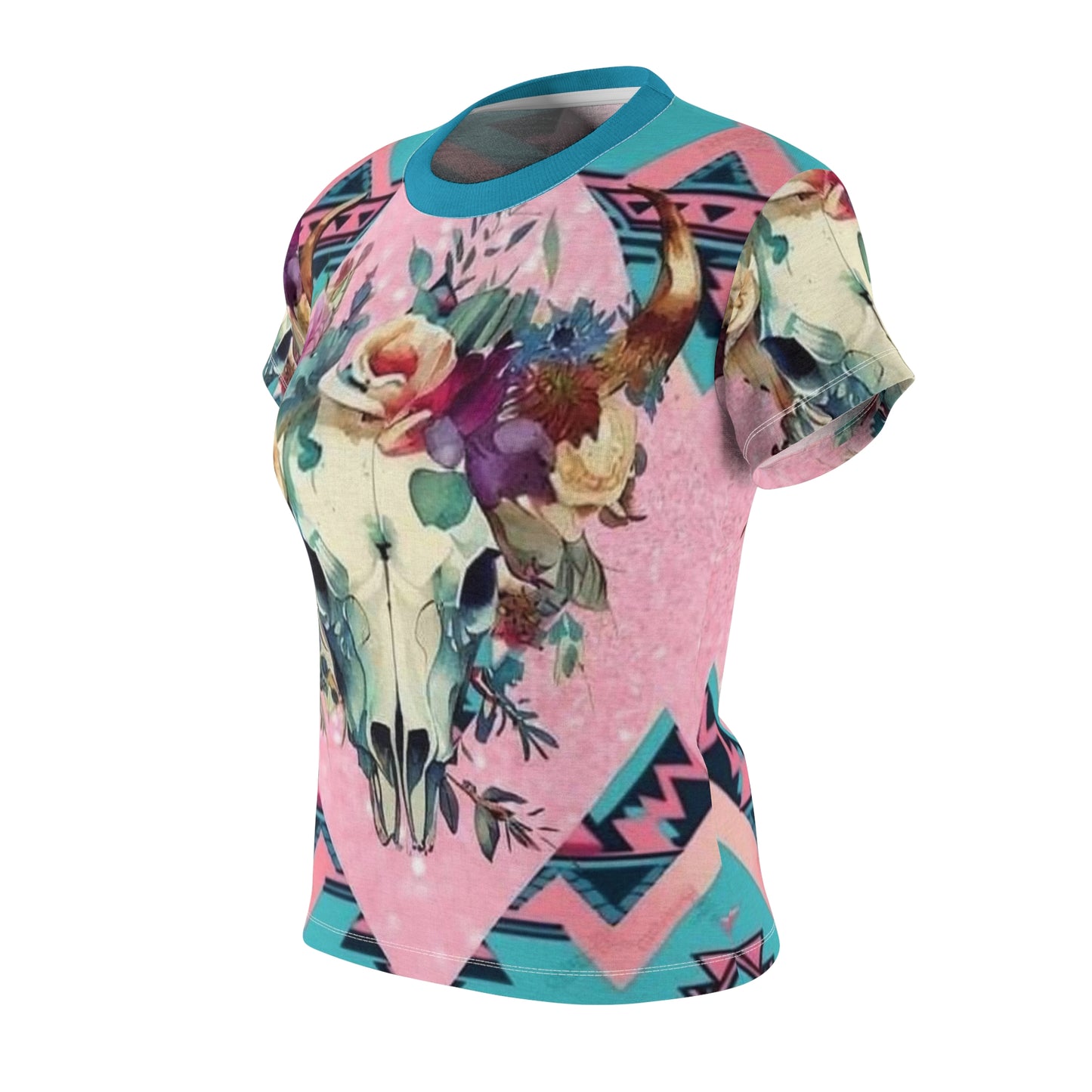 Western Style Floral Skull Tee - Women's T-Shirt