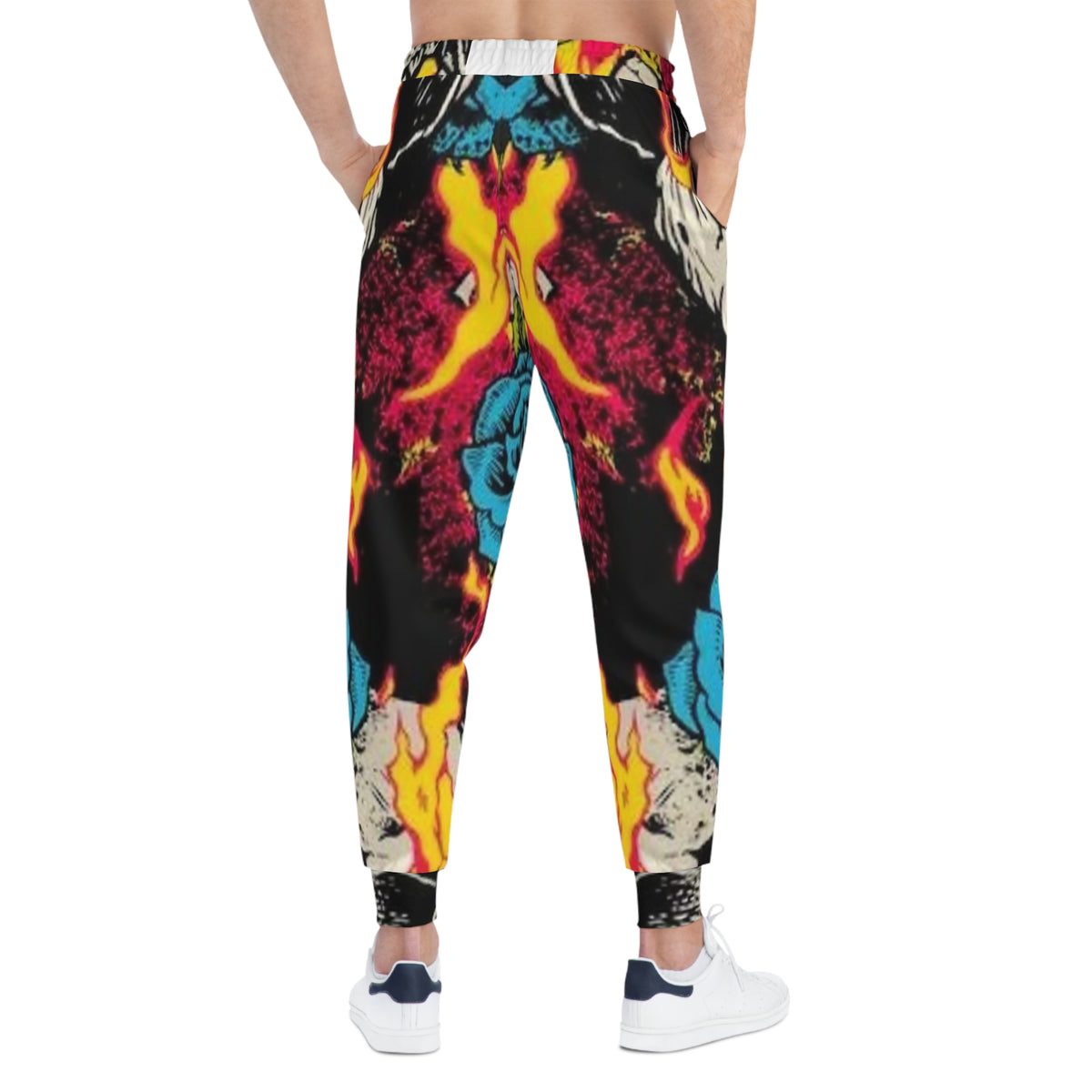 Flaming Skull & Rose Athletic Joggers — Bold Streetwear Sweatpants