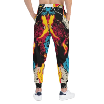 Flaming Skull & Rose Athletic Joggers — Bold Streetwear Sweatpants