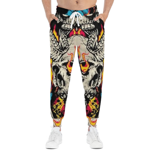 Flaming Skull & Rose Athletic Joggers — Bold Streetwear Sweatpants