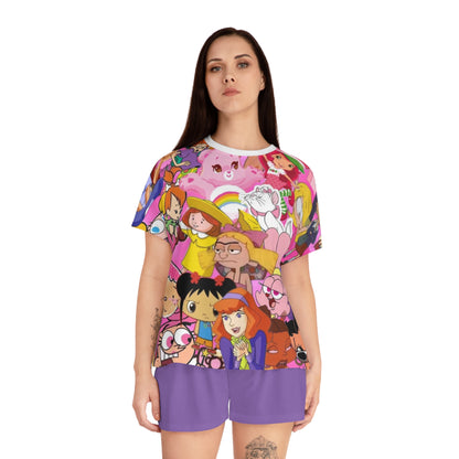 Women's Pajama Set - 90s Girls Cartoon Characters Print