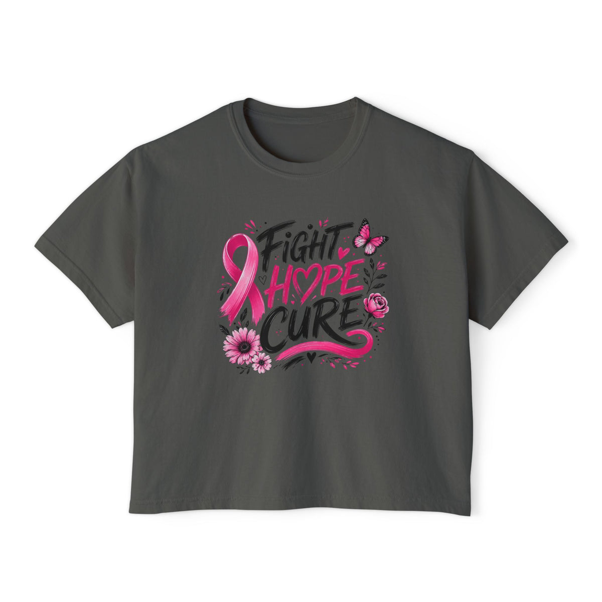 Fight Hope Cure Pink Ribbon Breast Cancer Awareness Tee