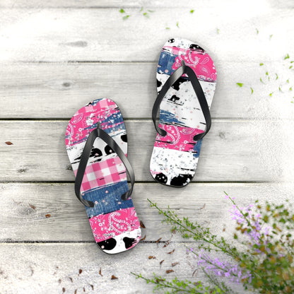 Trendy Pink Bandana Flip Flops - Stylish Summer Footwear for Beach & Casual Outings