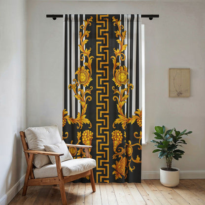 Baroque Gold Scroll Sheer Curtain