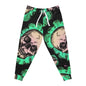 Skull Floral Athletic Joggers — Green Gothic All-Over Print