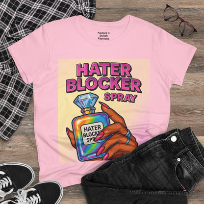 Hater Blocker Women's Cotton Tee, Funny T-Shirt for Confidence, Gift for Friends, Casual Wear, Self-Love Apparel