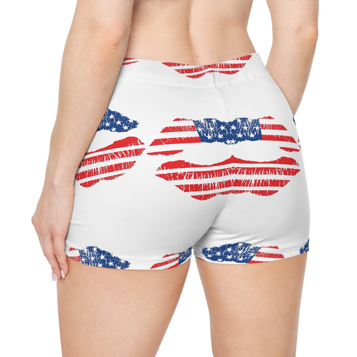 Patriotic Women's Shorts, USA Flag Apparel, Summer Loungewear, 4th of July Outfit, Travel and Leisure Shorts, Bold Kiss Print