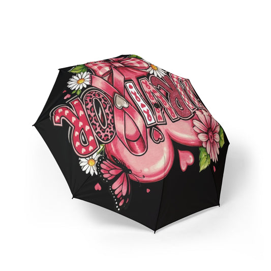 Foldable Umbrella — Pink Floral 'Darling' Design, Semi-Automatic Compact Rain Umbrella