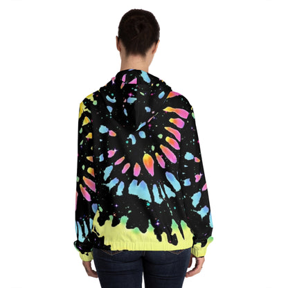Vibrant Tie-Dye Women's Full-Zip Hoodie, Colorful Jacket, Cozy Gift, Perfect for Festivals, Casual Wear, Everyday Comfort