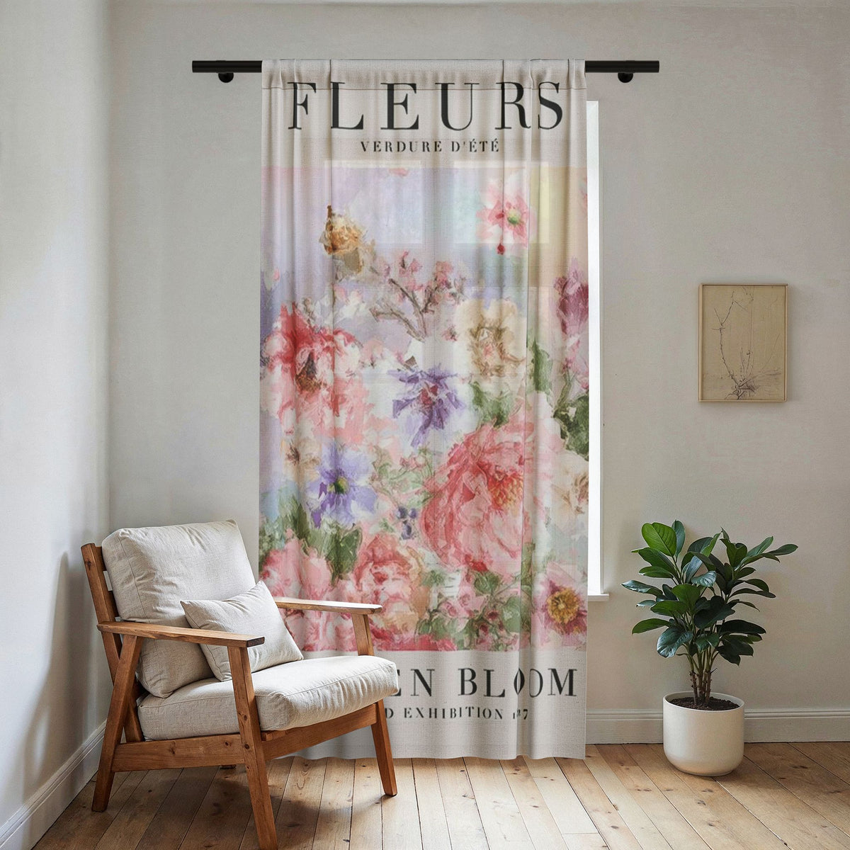 Sheer Curtain — 'Fleurs Garden Bloom' Floral Window Panel