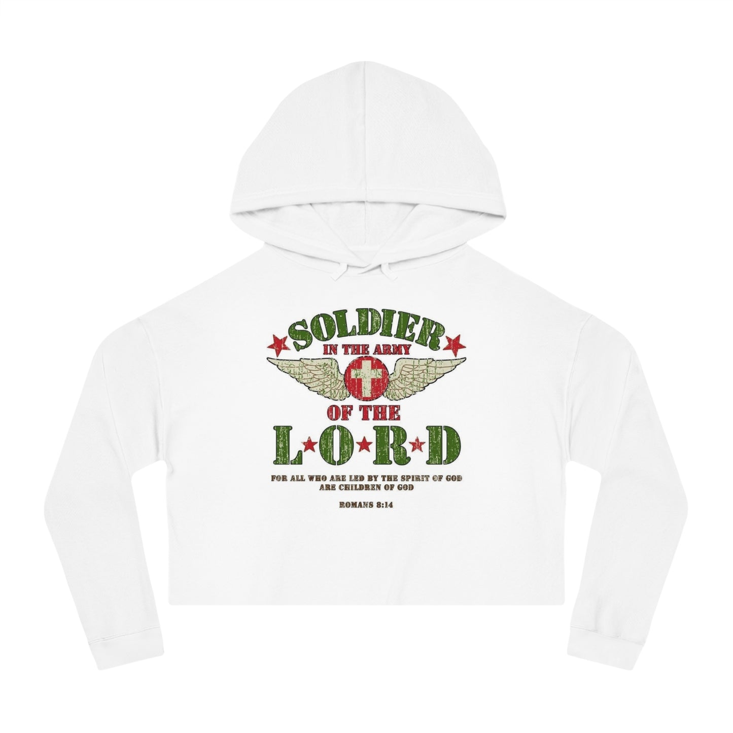 Soldier of the Lord Cropped Hoodie — Christian Military Wing Faith Sweatshirt