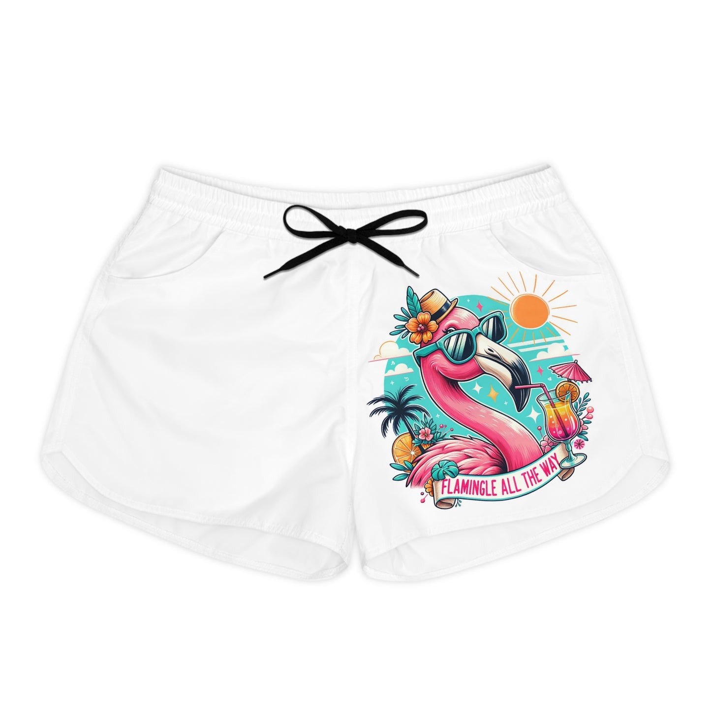 Flamingo Paradise Casual Shorts for Women - Summer Beach Vibes