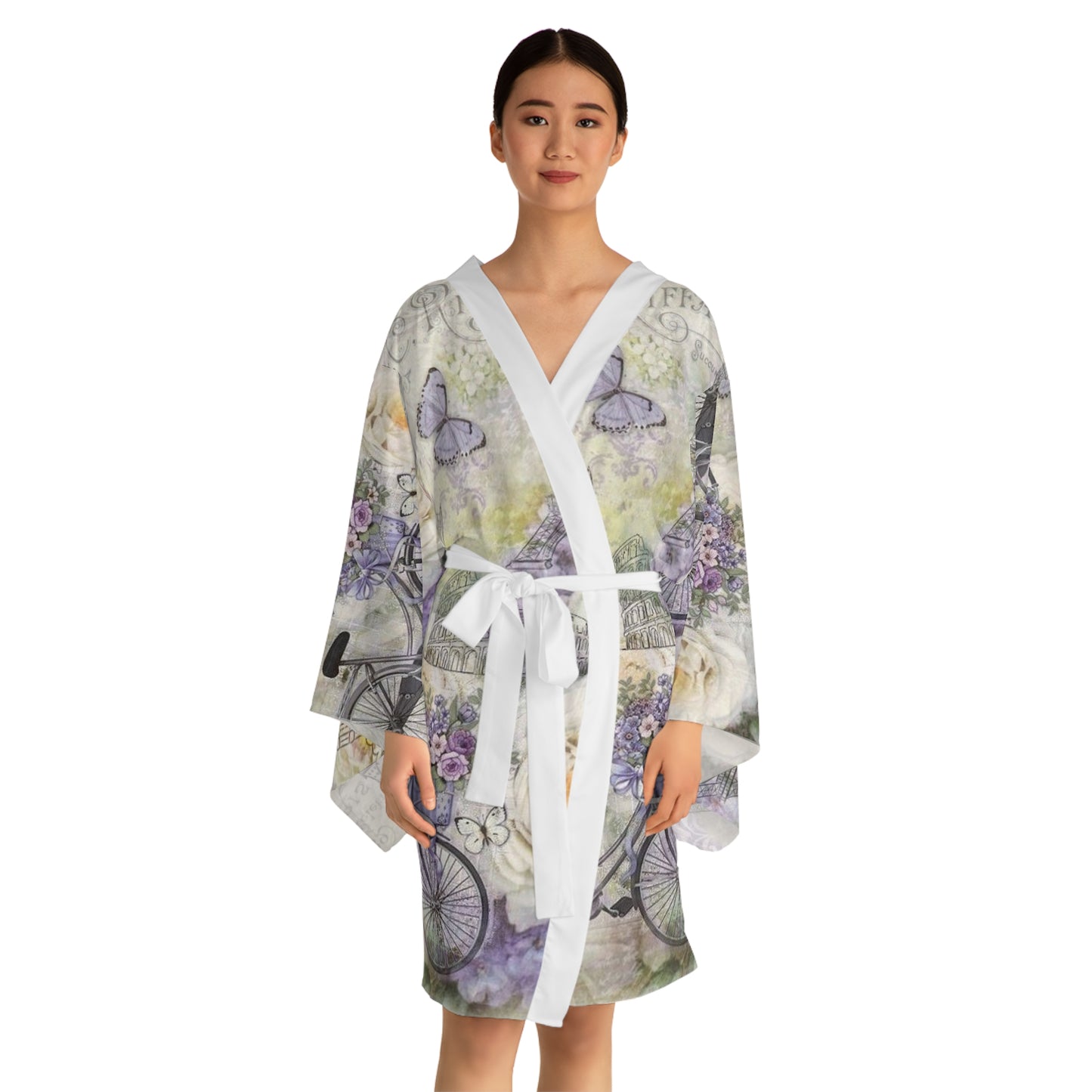 Chic Floral Long Sleeve Kimono Robe - Perfect for Relaxation and Special Occasions