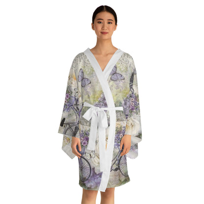 Chic Floral Long Sleeve Kimono Robe - Perfect for Relaxation and Special Occasions