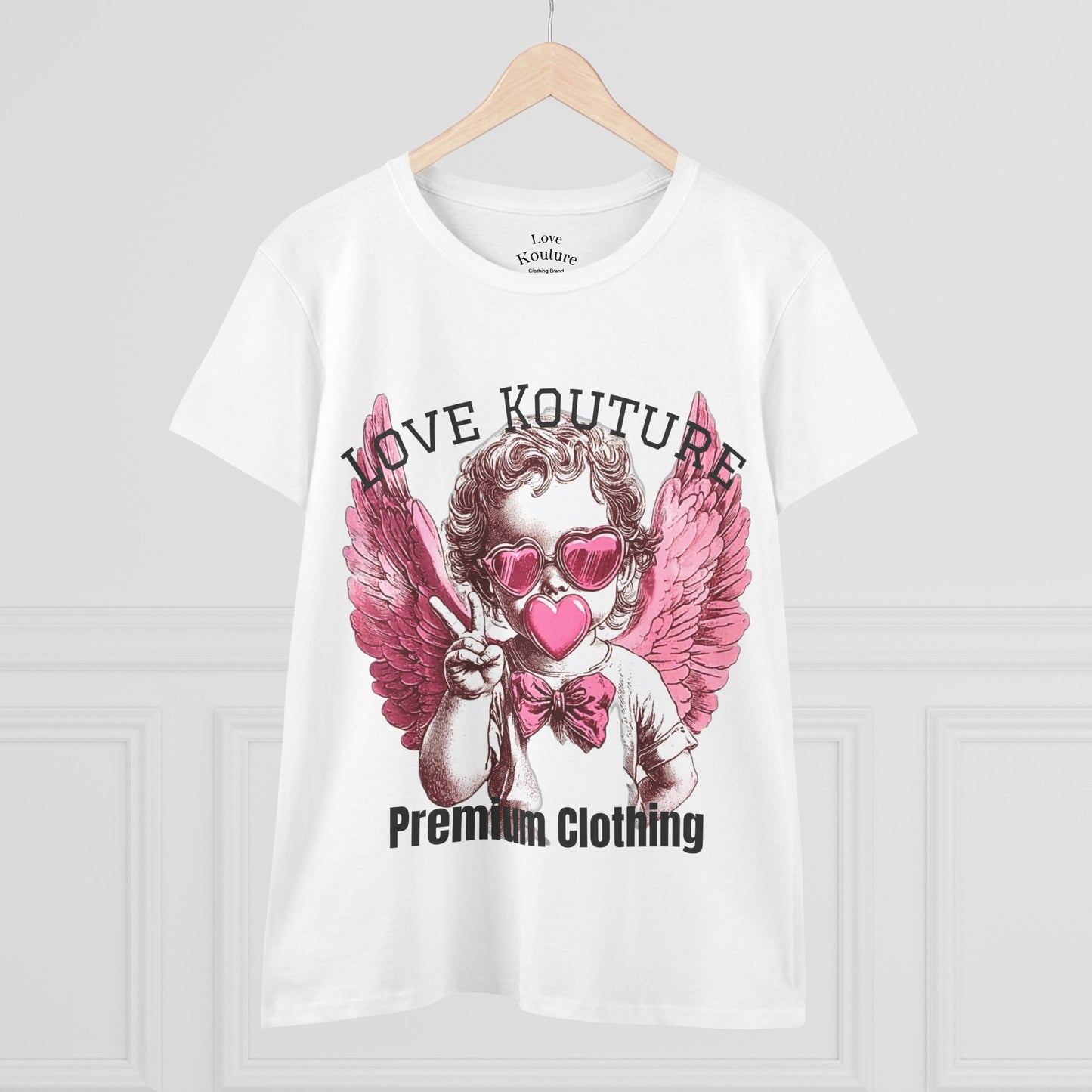 Angel Heart Women's Cotton Tee, Cute Graphic Tee for Cupid Lovers, Valentine's Day Shirt, Casual Wear, Gift for Her