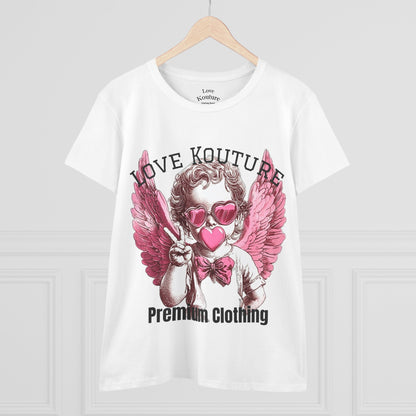 Angel Heart Women's Cotton Tee, Cute Graphic Tee for Cupid Lovers, Valentine's Day Shirt, Casual Wear, Gift for Her