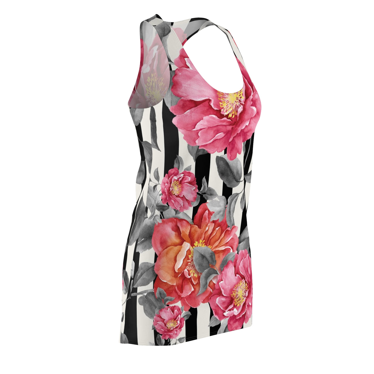 Floral Stripe Racerback Dress — Pink Peony All-Over Print